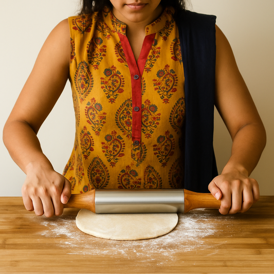 Premium Stainless Steel Rolling Pin with Wooden Handles