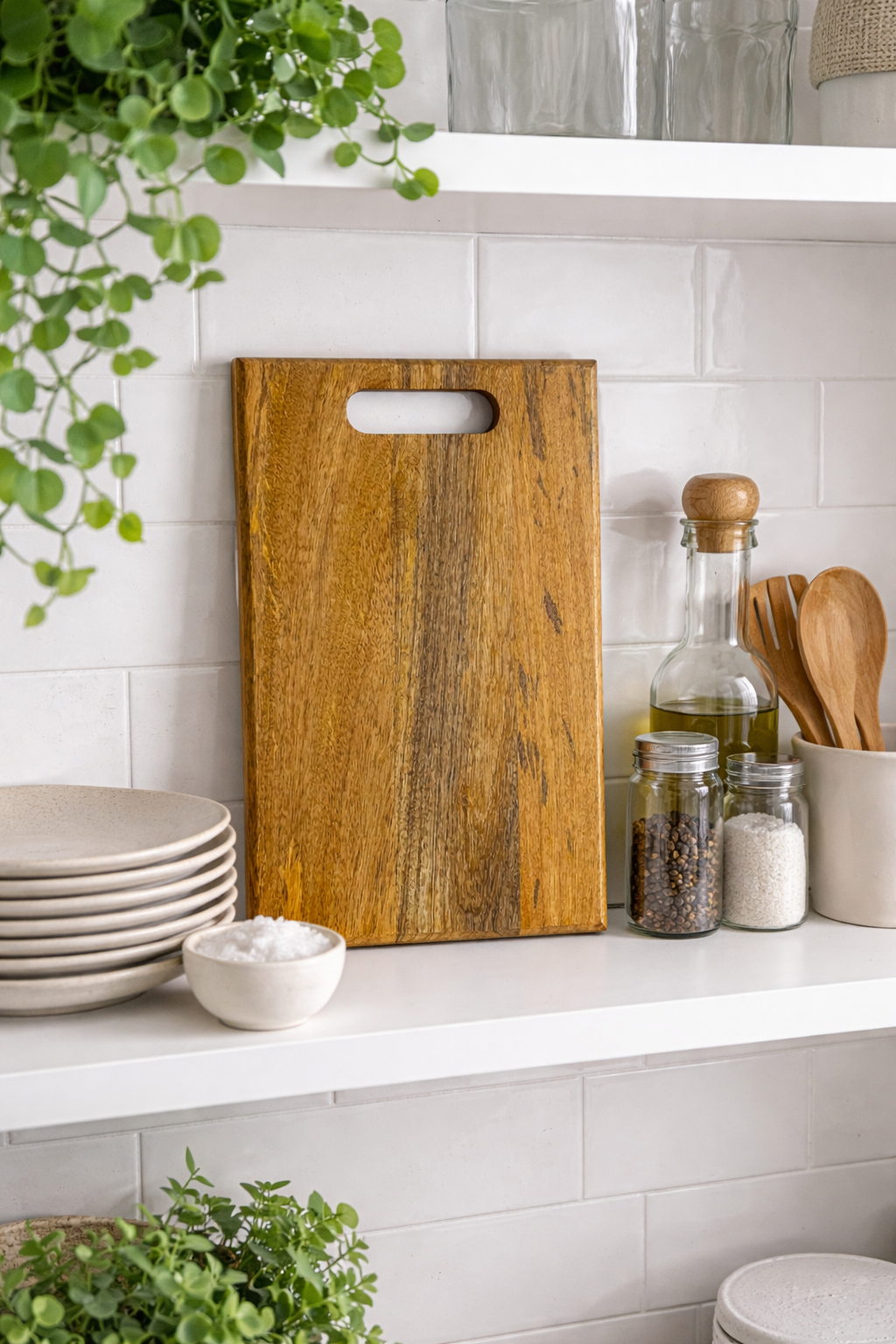 Premium Mango Wood Chopping Board – 34 x 24 x 1.6 cm | Eco-Friendly Wooden Cutting Board with Handle for Kitchen Use