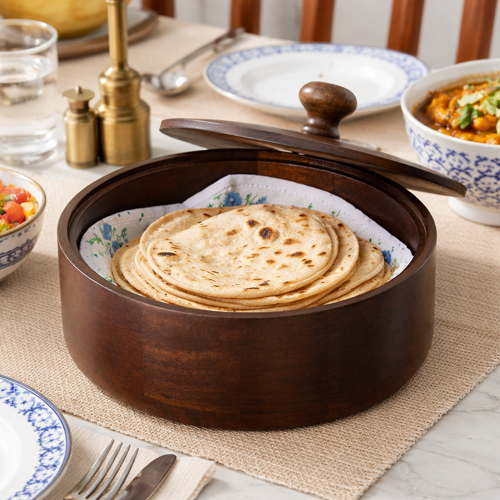 Wooden Chapati Box / Roti Box