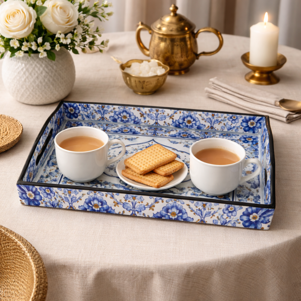 Blue Pottery Serving Tray