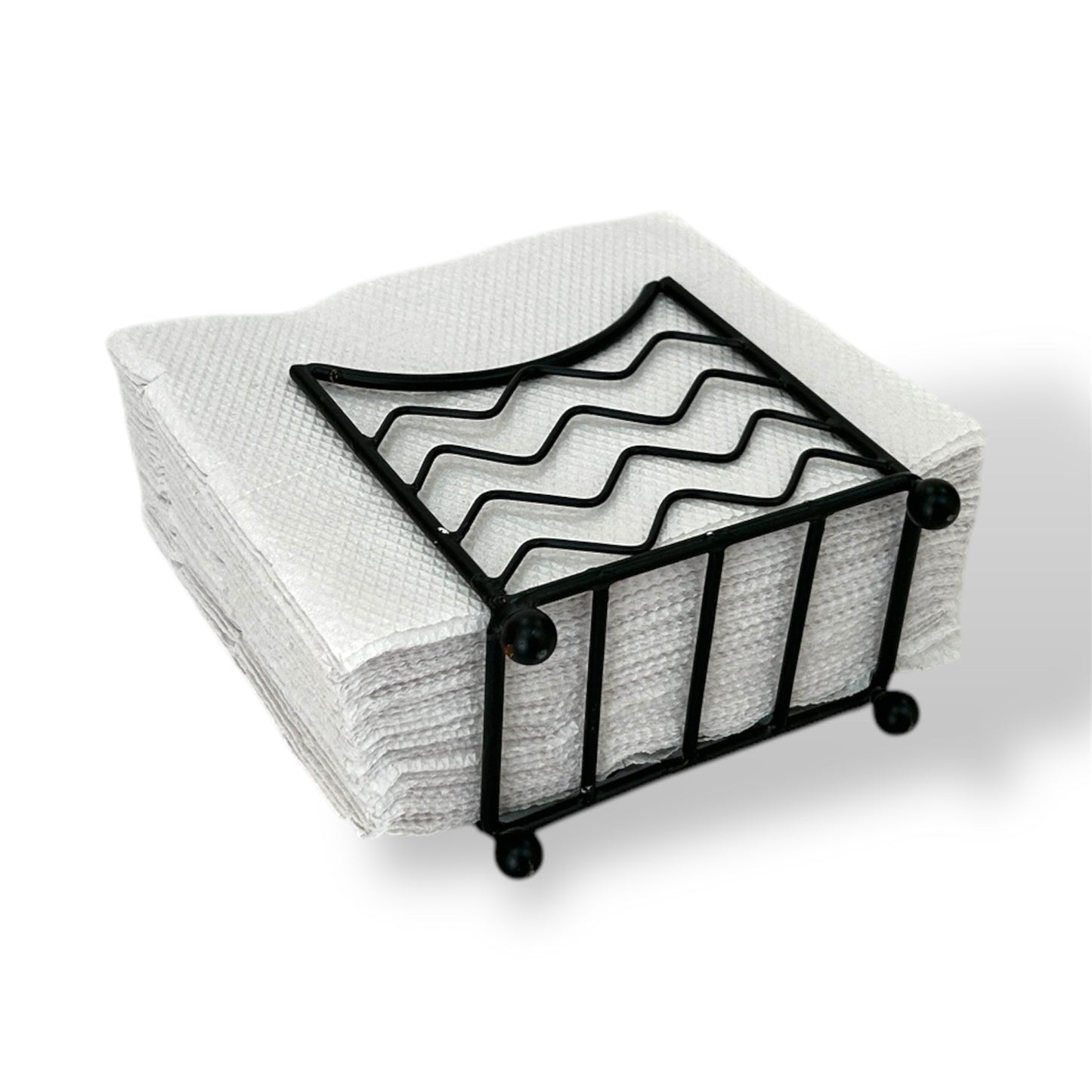 Modern Iron Wire Napkin Holder – Black Powder Coated Metal Tissue Stand for Dining Table, Kitchen & Office