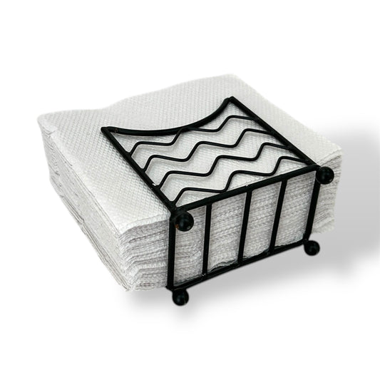 Modern Iron Wire Napkin Holder – Black Powder Coated Metal Tissue Stand for Dining Table, Kitchen & Office
