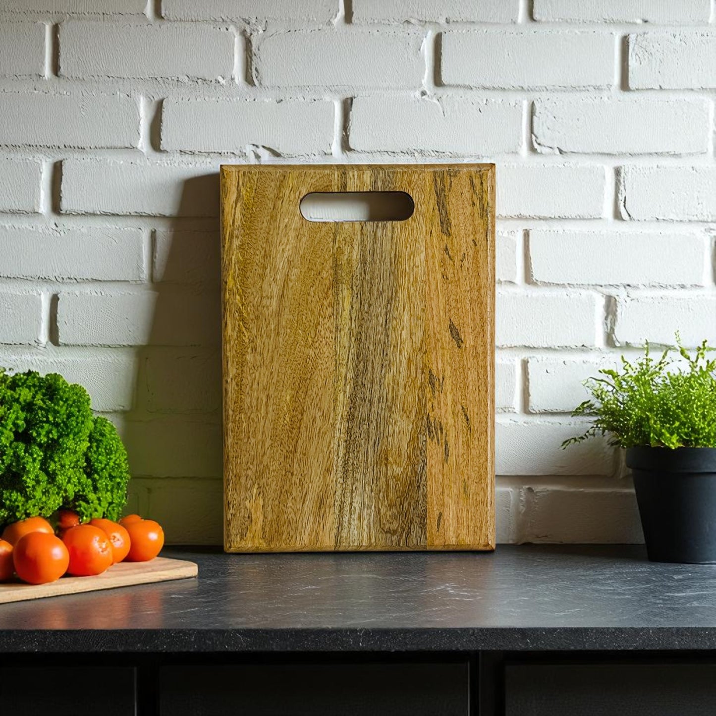 Premium Mango Wood Chopping Board – 34 x 24 x 1.6 cm | Eco-Friendly Wooden Cutting Board with Handle for Kitchen Use