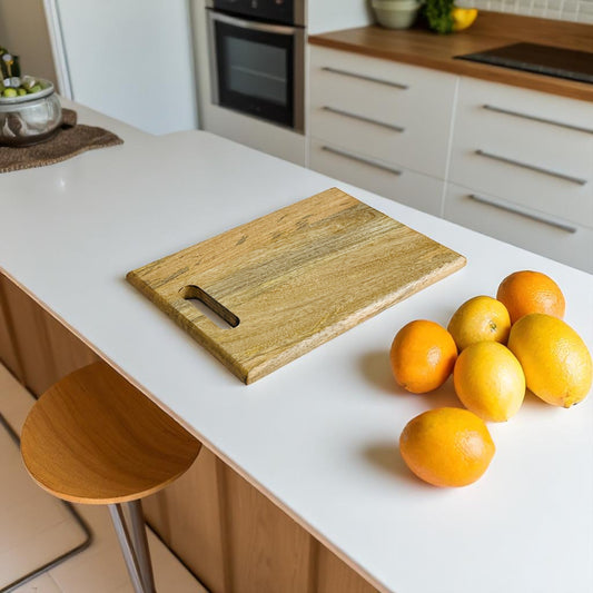 Premium Mango Wood Chopping Board – 34 x 24 x 1.6 cm | Eco-Friendly Wooden Cutting Board with Handle for Kitchen Use