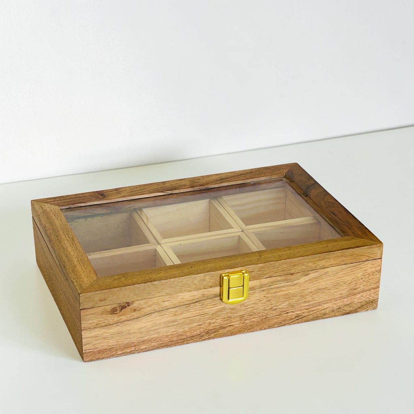 Premium Wooden Spice Box – Acacia Wood with Pine Inner Compartments