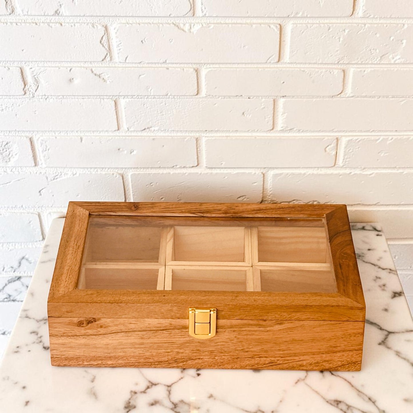 Premium Wooden Spice Box – Acacia Wood with Pine Inner Compartments