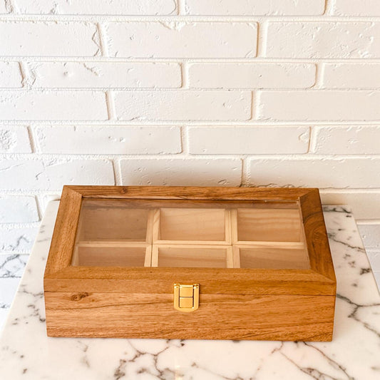 Premium Wooden Spice Box – Acacia Wood with Pine Inner Compartments